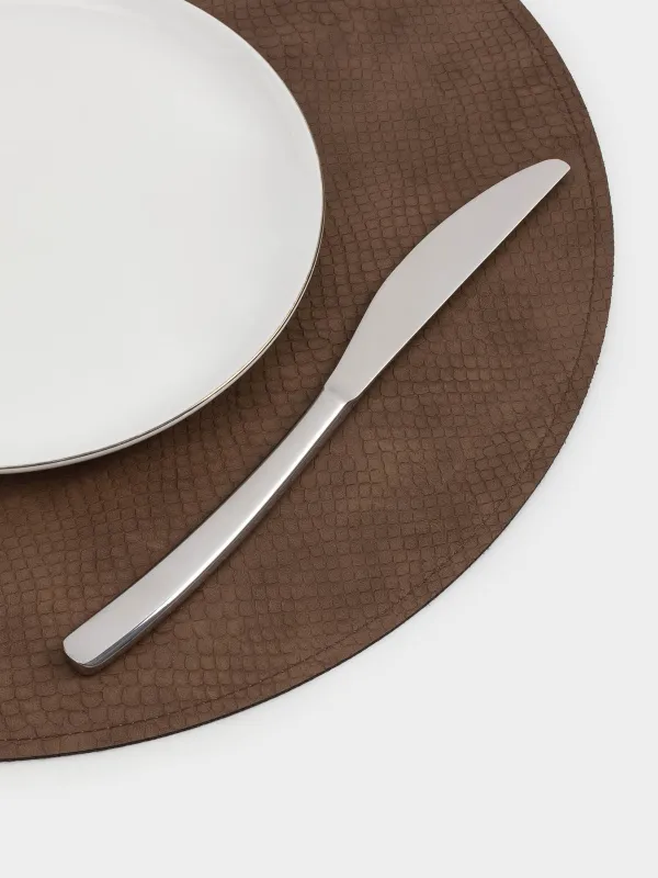 Placemat, 38 cm, double-sided, PVC, round, green/brown, Snake scales, Rock, image-5