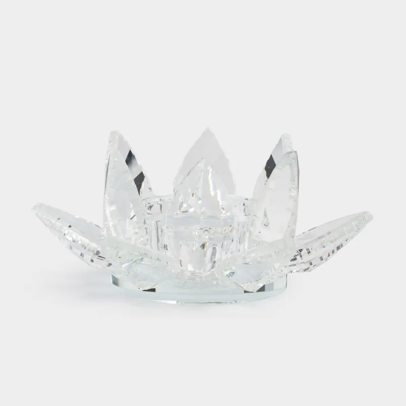 Candlestick, 13 cm, for tea candle, crystal glass, Lotus, Crystal flower