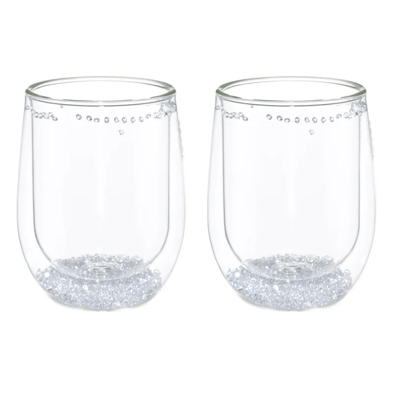 Glass, 11 cm, 300 ml, 2 pcs, B glass, with crystals inside, Air decor