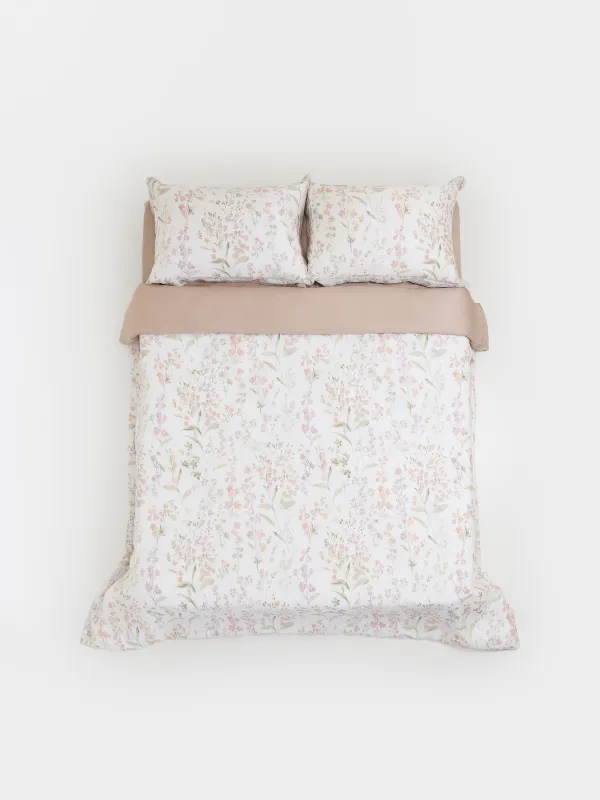 Bed linen set, euro, tencel 300 TC, milky beige, Branches, Tencel, image-0