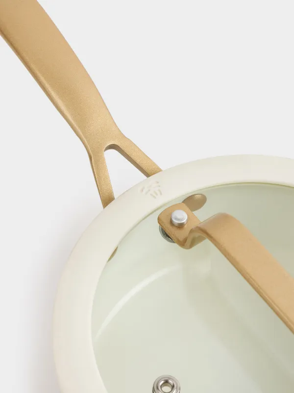 Saucepan, 16 cm, 1.3 l, with lid, coated, aluminum, milky, Piatto gold, image-6