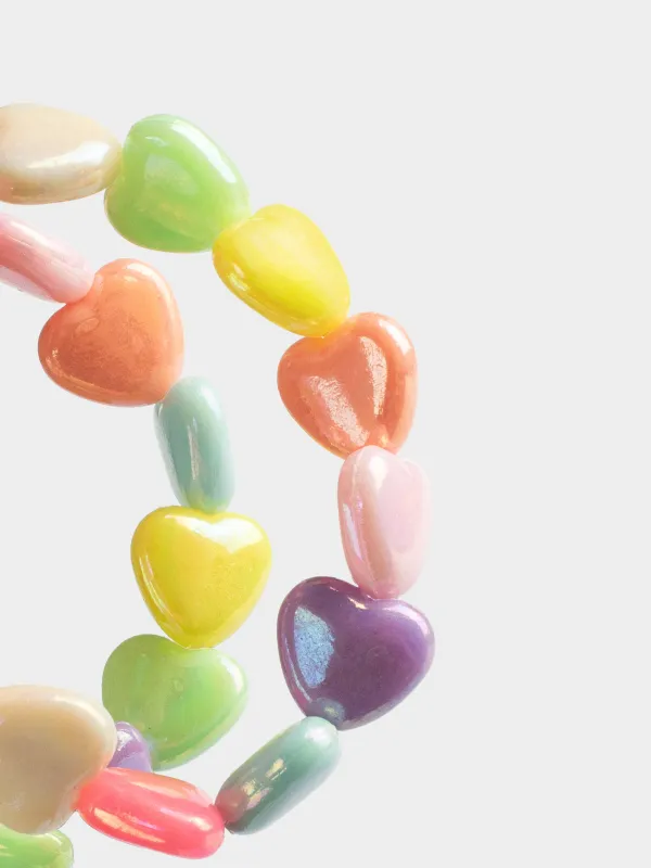 Jewelry set, 2 pieces, children's, plastic, bracelet/beads, Hearts, Jewelry kids, image-4