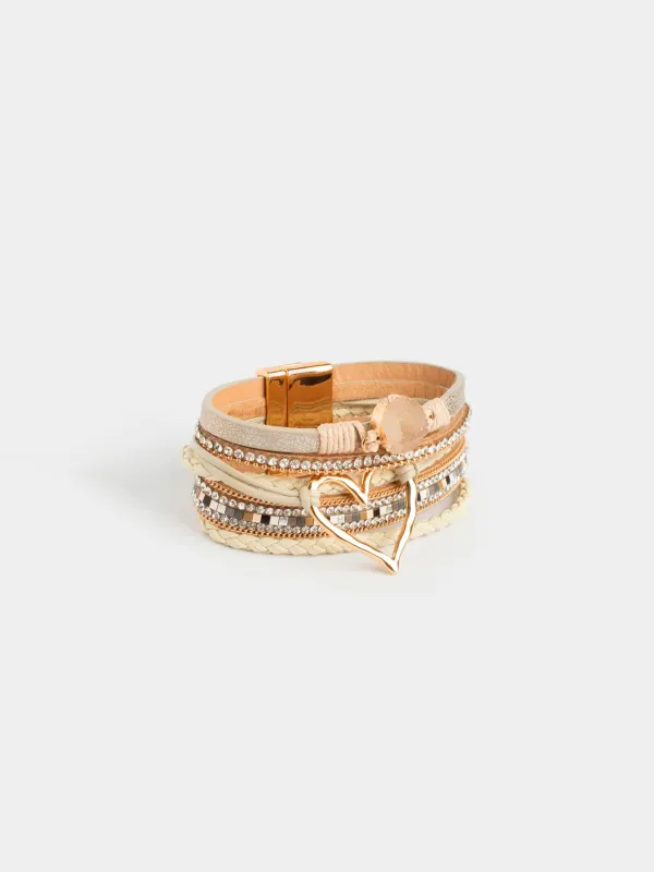  Bracelet, 20 cm, tiered, polyester/metal, Jewelry heart, image-1