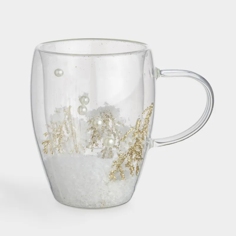 Mug, 330 ml, glass B, with snow-covered branches inside, Air decor
