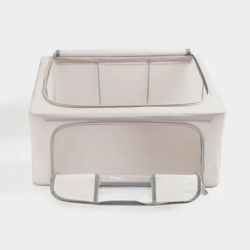 Organizer-box for things, 50x40x22 cm, with zipper, oxford, gray, Pedant, image-8