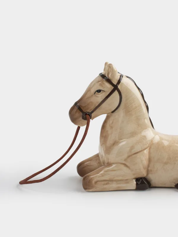 Statuette, 10 cm, ceramic / artificial leather, beige, Horse, Natural horse, image-1