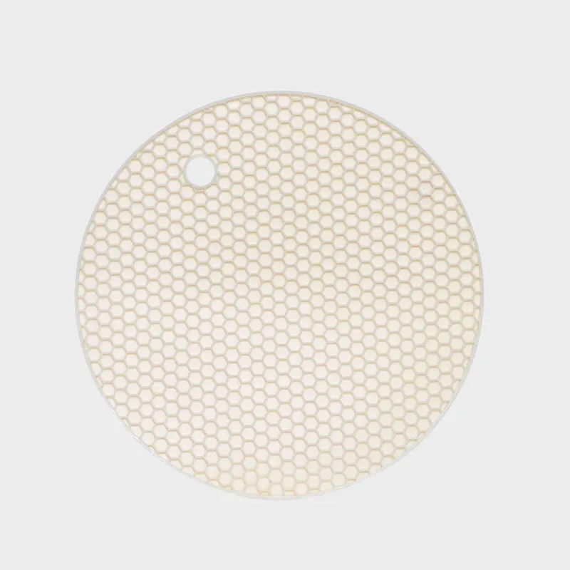 Hot pot holder, 18 cm, round, silicone, Milk, Soft kitchen