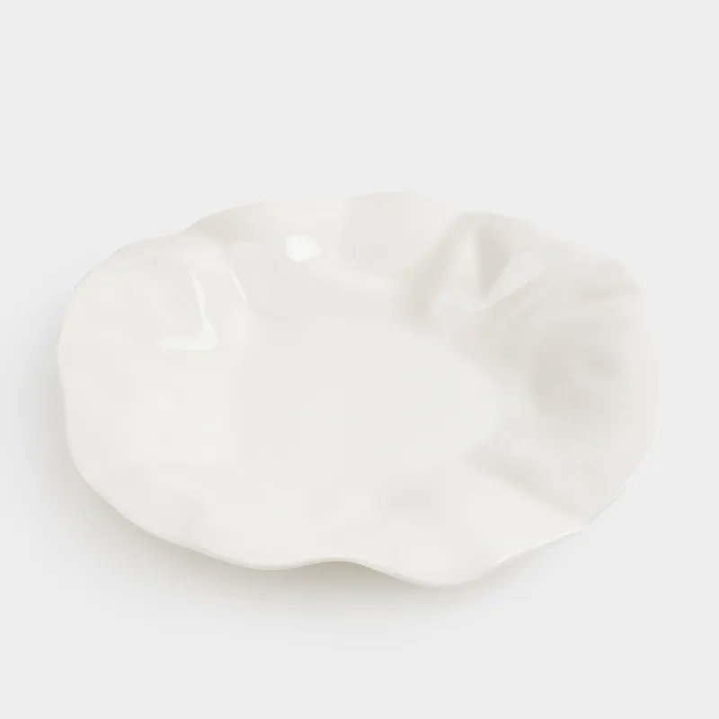 Dinner plate, 25 cm, porcelain N, milk, Crumpled effect, Crumple, image-1