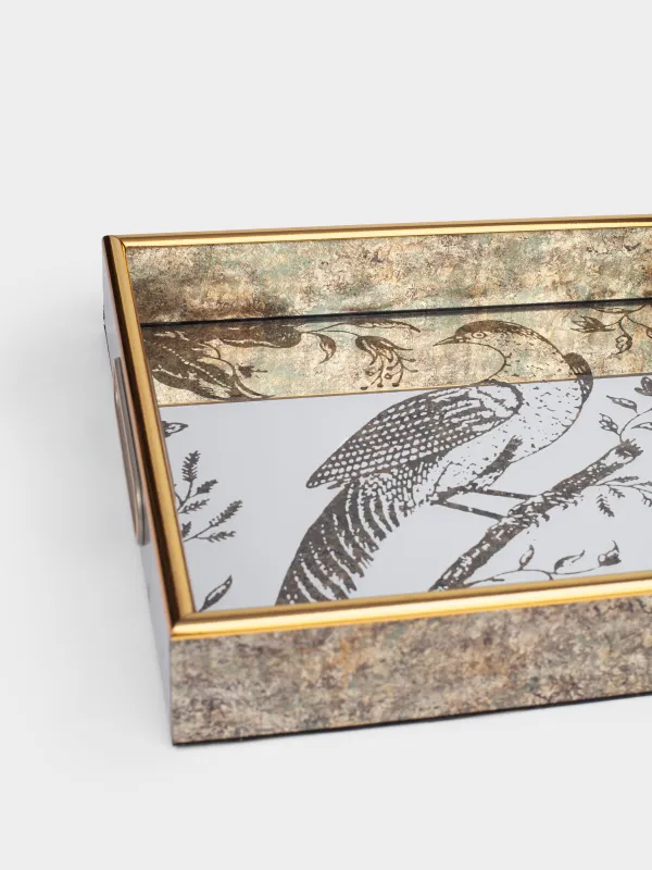 Tray, 25x40 cm, plastic / glass, rectangular, mirror, Bird, Bluebird, image-3