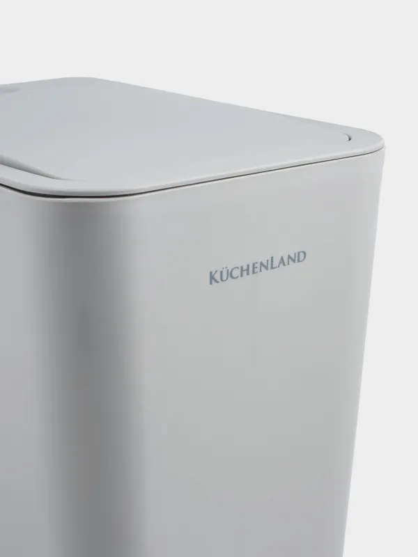 Trash can, 12 l, with button to open the lid, plastic, gray, Push new, image-4