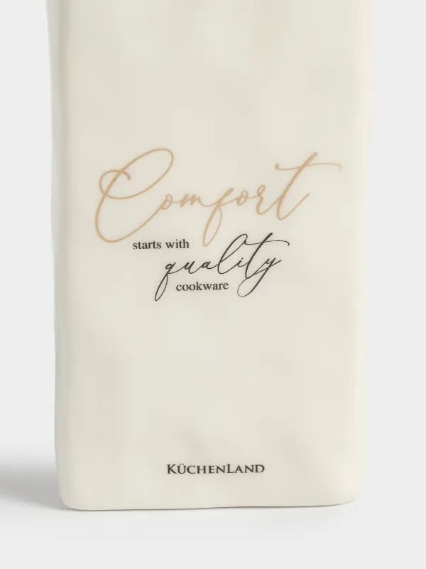 Kitchen accessories stand, 15 cm, ceramic, milky, Crumpled effect, Crumple kitchen, image-2