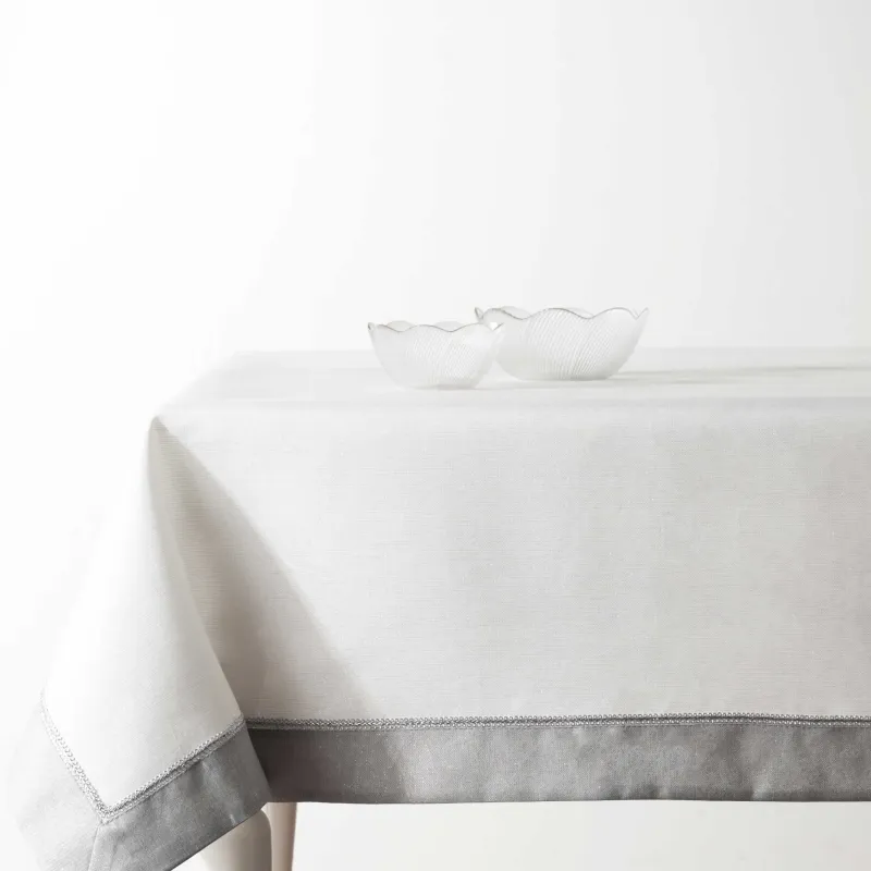 Tablecloth, 160x160 cm, polyester, white-gray, Milky way