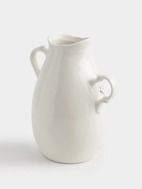 Flower vase, 24 cm, with handles, ceramic, white and gold, Broken print, Revival, image-3