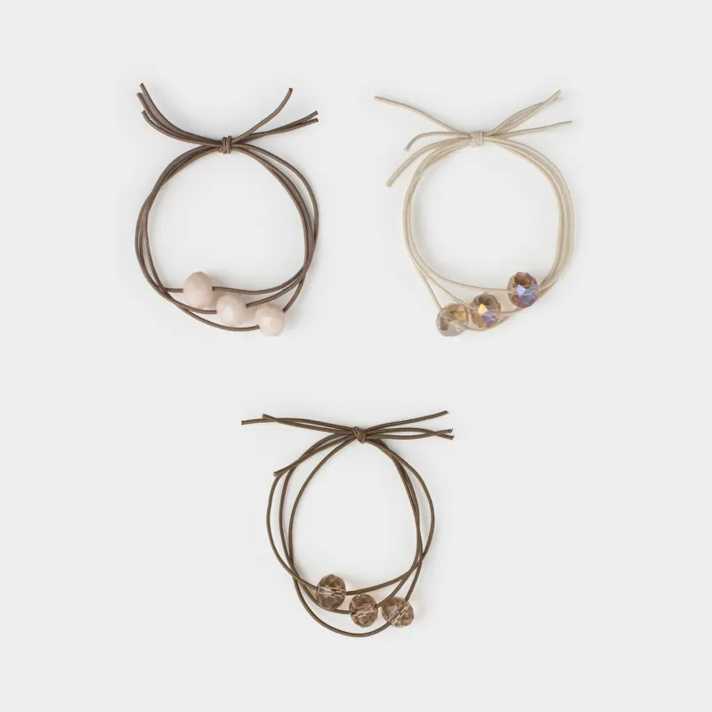 Hair tie, 5 cm, 3 pcs, polyester / plastic, colored, Crystals, Gracile