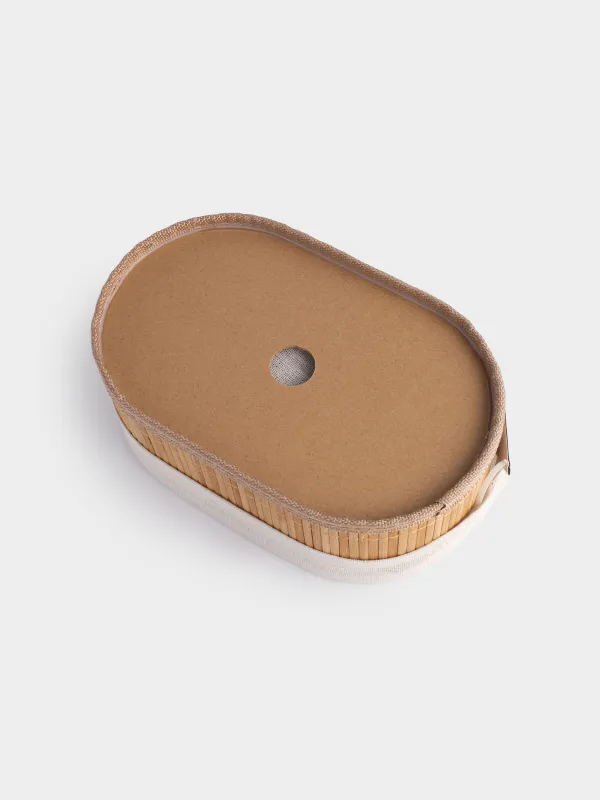 Bread basket, 24x15 cm, bamboo / cotton, oval, beige, Stem, image-4
