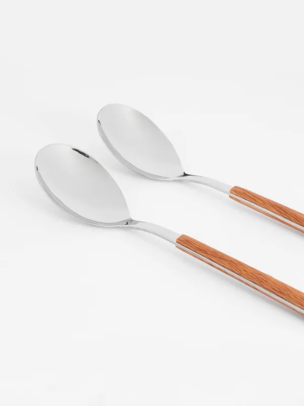 Tea spoon, 2 pcs, steel/plastic, brown, Prague, image-1