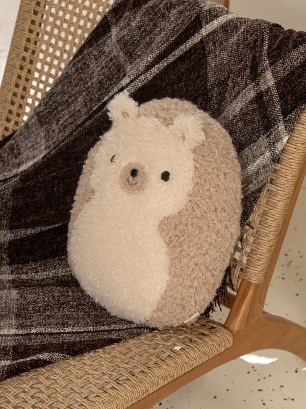 Decorative pillow, 35x28 cm, boucle, beige-brown, Hedgehog, Boucle figure, image-3