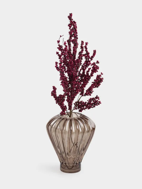 Flower vase, 27 cm, glass, brown, Ribedic, image-5