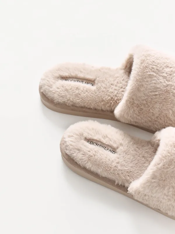 Women's slippers, homewear, size 36-37, faux fur, beige, Bushy, image-2