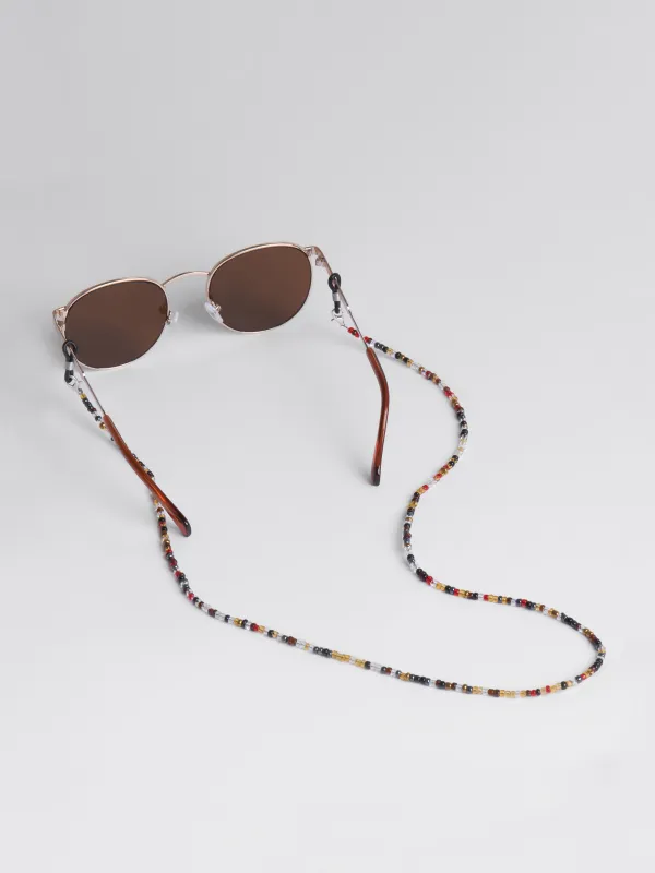 Eyeglass chain, 71 cm, beads / metal, color, Boho, Pearl color, image-1