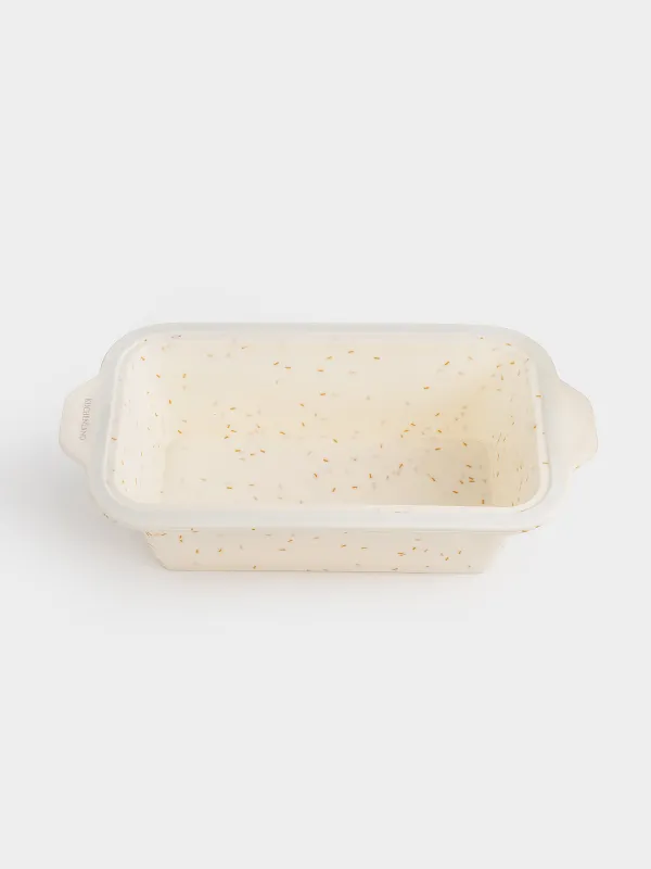 Baking dish, 28x14 cm, silicone / steel, rectangular, milk, speckled, Bakery speckled, image-2