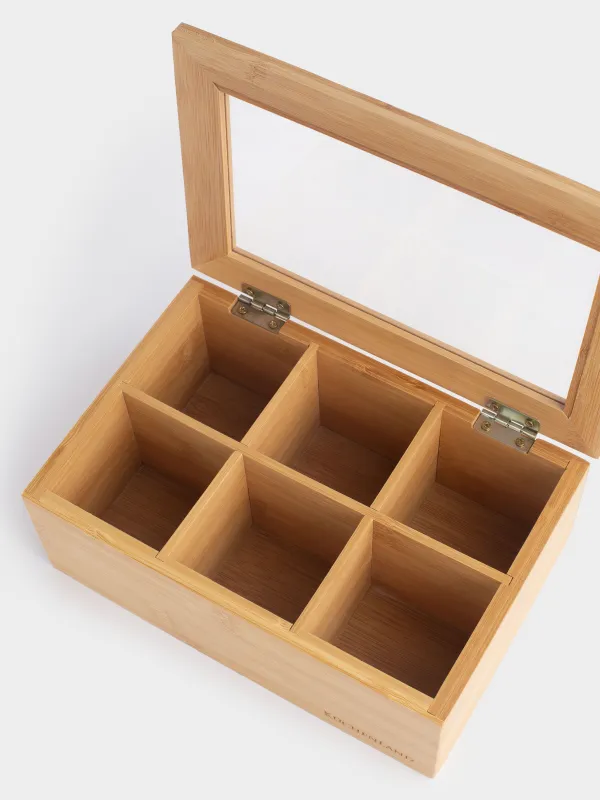 Tea box, 24x16 cm, 6 otd, bamboo, rectangular, Bamboo, image-5