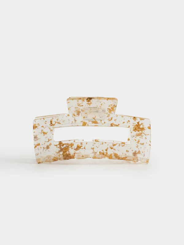 Hair clip, 10 cm, plastic / metal, gold, Crab, Glam, image-0