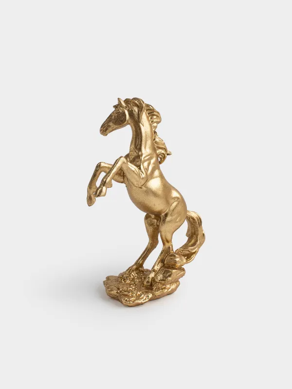 Statuette, 17 cm, polyresin, golden, Horse, Horse gold, image-1
