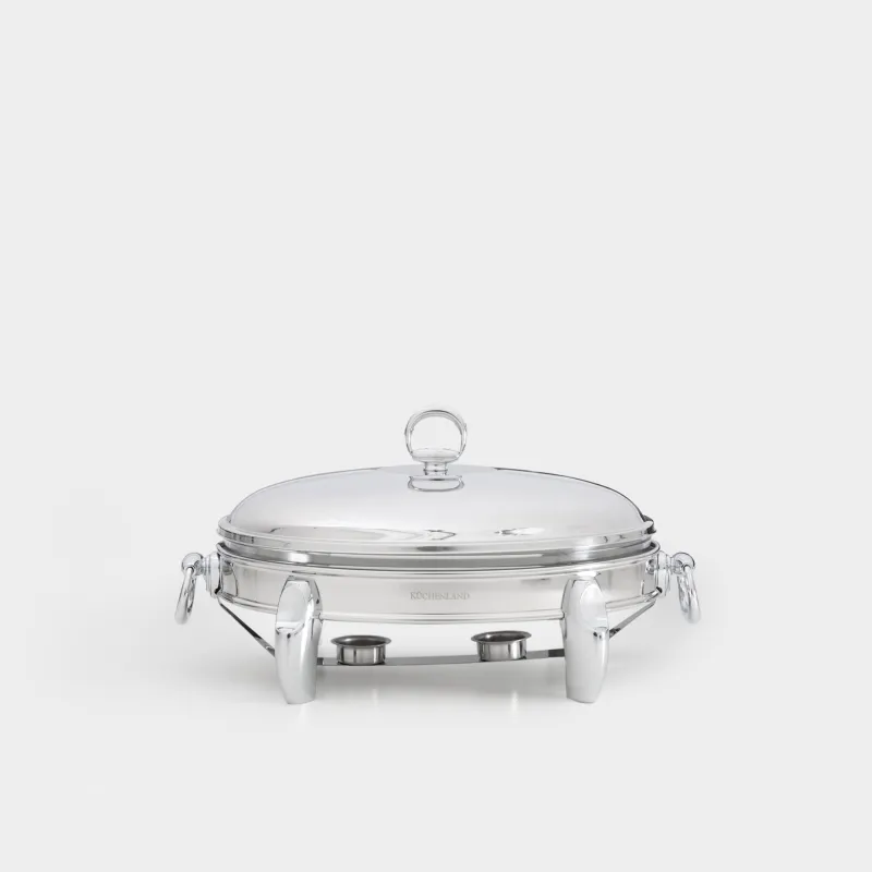Heated dish, 42x25 cm, glass T / steel, oval, Acero