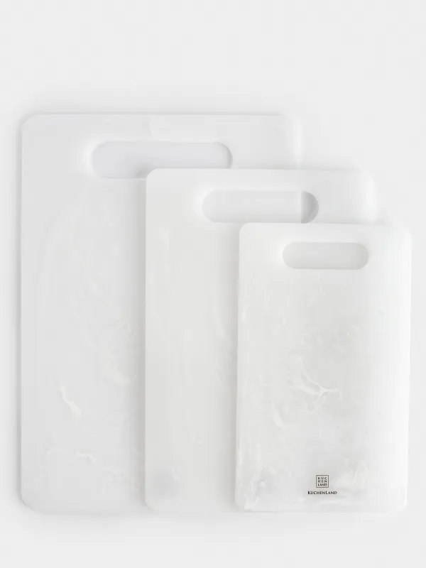 Cutting boards set, 25/30/35 cm, 3 pcs, rectangular, plastic, white, Maniera, image-0