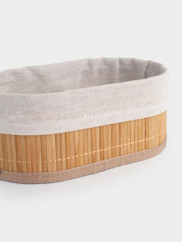 Bread basket, 24x15 cm, bamboo / cotton, oval, beige, Stem, image-3