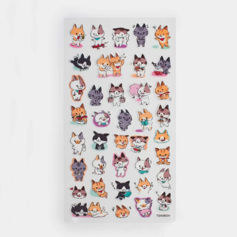 Sticker set, 17x9 cm, 38 pcs, disposable, paper, Cats, Cat