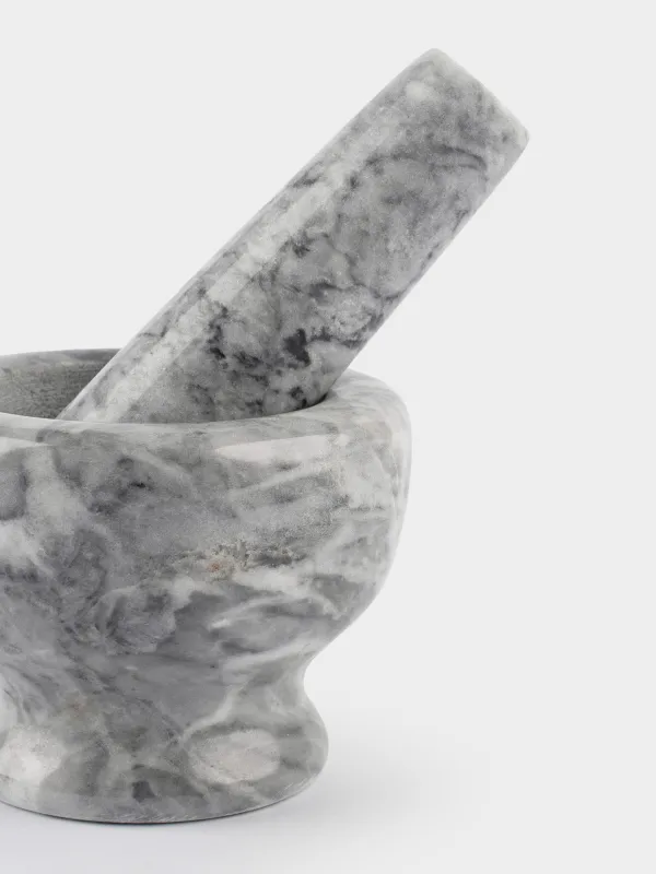 Spice mortar, 8 cm, with pestle, Marble, Grey, Marble, image-3