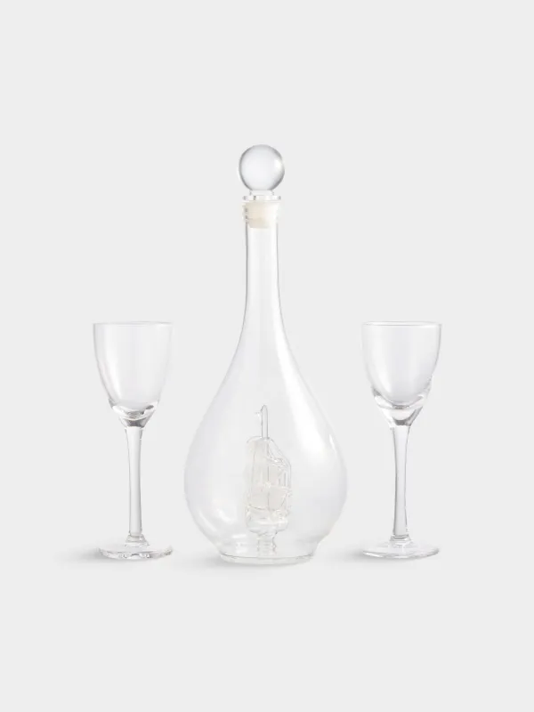 Drink set, 2 pers, 3 items, decanter / Drinking glass, Glass, Ship, Bar, image-0