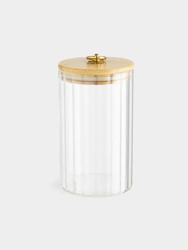 Can for bulk products, 800 ml, glass B / bamboo, Camellia, image-0