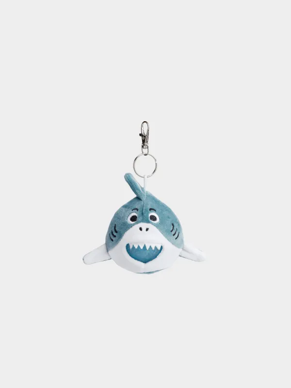 Anti-stress keychain, 9 cm, polyester / metal, blue, Shark, Aquatic animals, image-0