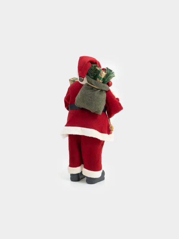 Decorative item, 60 cm, soft, plastic / polyester, Santa with bag and gift, Magic time, image-4