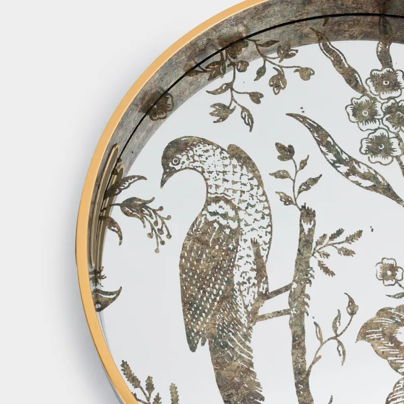 Tray, 36 cm, plastic / glass, Round, Mirror, Bird, Bluebird, image-3