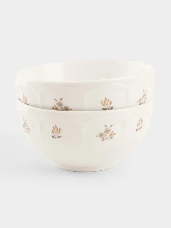 Bowl, 14x7 cm, 2 pcs, porcelain N, white, Vintage flowers, La flore, image-0