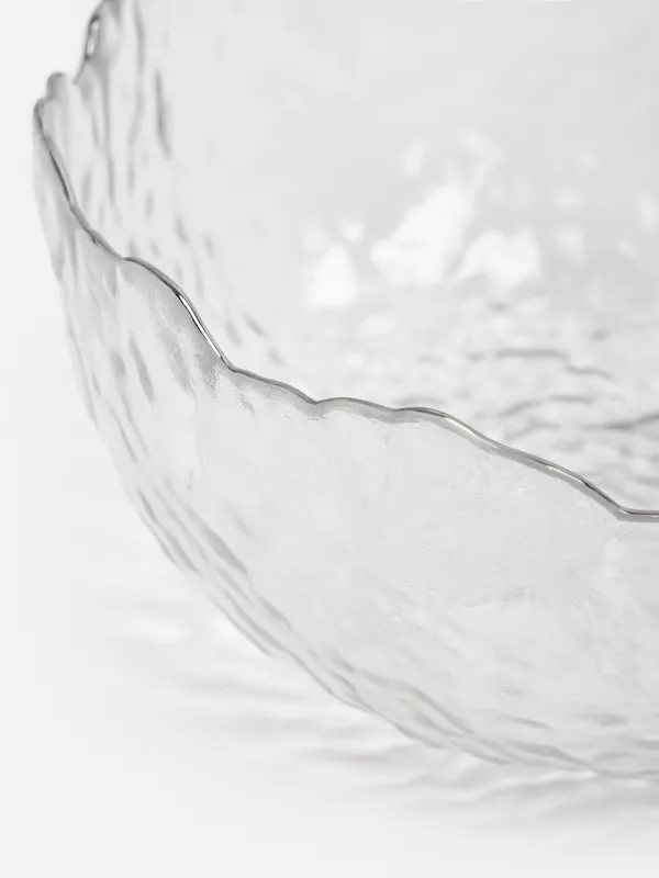 Salad bowl, 17x7 cm, 700 ml, glass, with silver edging, Nautilus silver, image-3