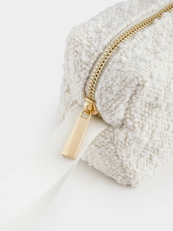 Cosmetic bag, 20x7 cm, with handle, Boucle, milky, Boucle beauty, image-2