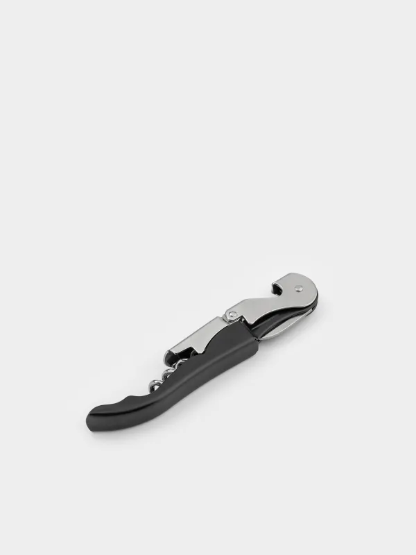 Waiter's knife, 12 cm, steel / plastic, black, Bar, image-2