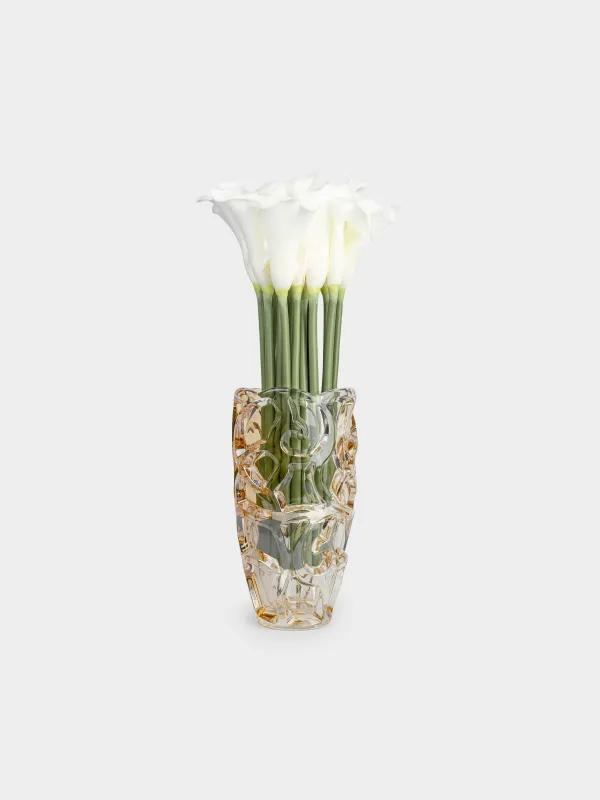 Flower vase, 29 cm, glass R, amber, Patterns, Gala, image-4