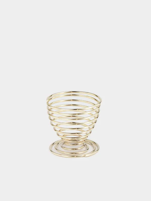 Egg stand, 5 cm, steel, golden, Whirlwind, Twist silver, image-1