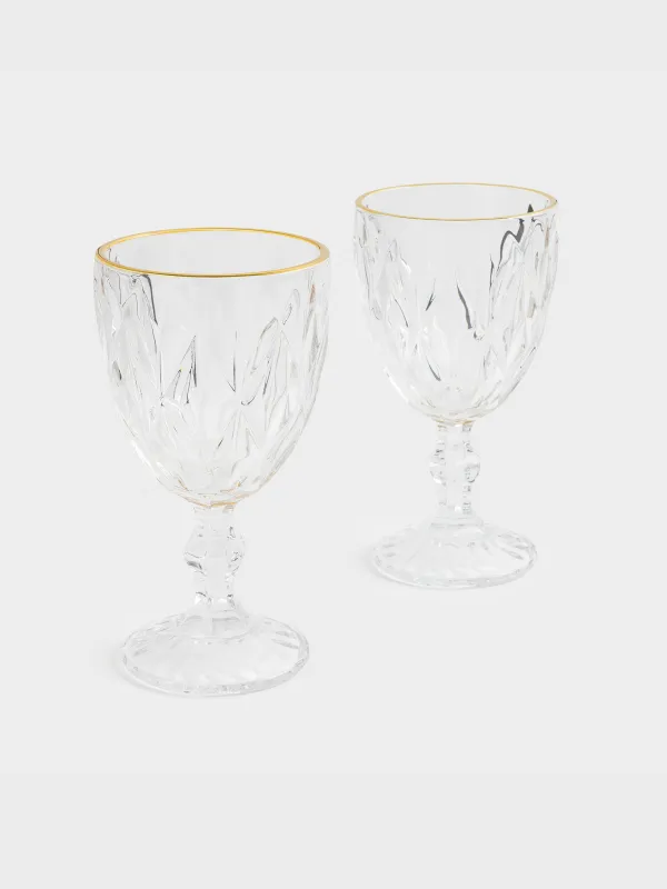 Drinking glass, 300 ml, 6 pcs, glass R, with golden edging, Rhomb gold, image-2