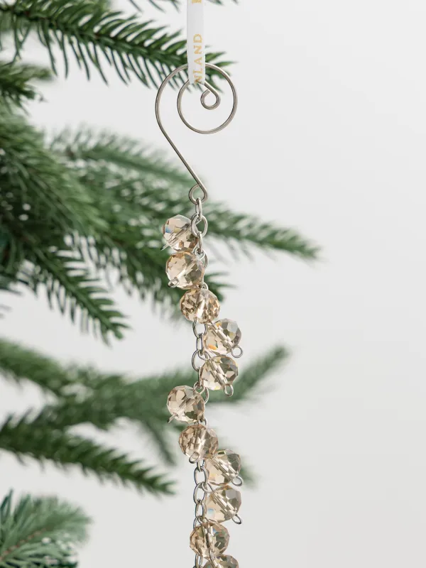 Christmas tree toy, 30 cm, glass / metal, Amber, Chain, Ice crystal, image-4